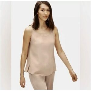 Eileen Fisher NWT Cami Silk Spandex Tank Top Beige Gold Women's Large